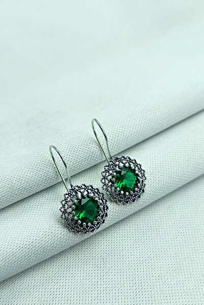 1881 STORE 925 Ayar Gümüş El Işi Mardin Midyat Telkari Doğal Taşlı Kadın Küpe