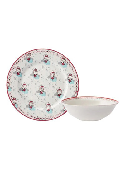 3D HOME طقم عشاء للأطفال من البورسلين الوردي من X Kral Şakir