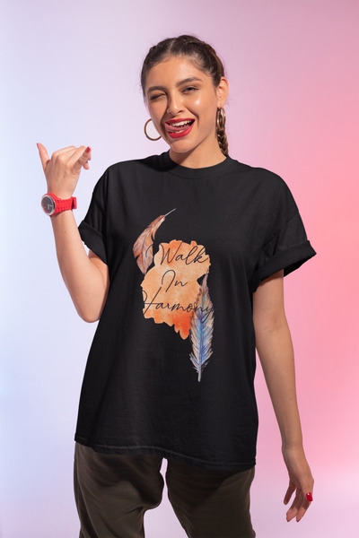 MAGORS تيشيرت نسائي بأكمام قصيرة من القطن ذو ياقة دائرية مطبوعة من WALK IN