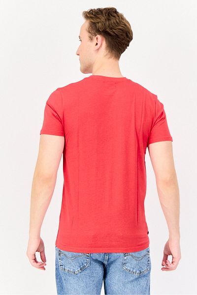 Aquascutum Men Crew Neck Short Sleeve Brand Logo T-Shirt, Red