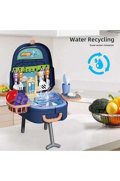 Yelajoy Kitchen Playset,Kitchen Pretend Cooking Utensils Set,With Real Faucet,Drain Basket,Gift for kids