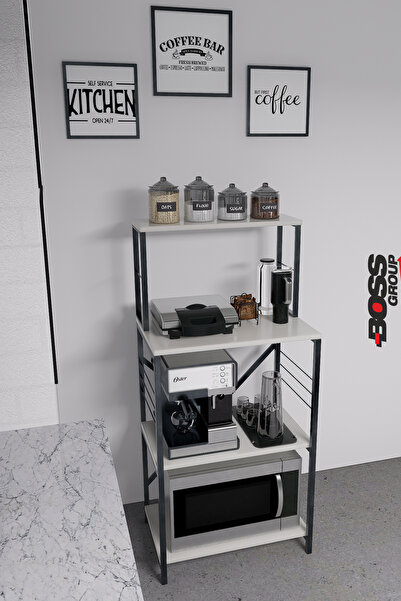 Boss Group Kahve Köşesi Fincanlık Mutfak Bangosu Çok Amaçlı Raf Dolap Düzenleyici Baharat ve Kavanoz Organizer