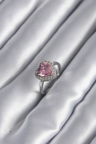 callerrons accessories النحاس الفضة اللون الوردي الزركون حجر القلب سحر نموذج خاتم المرأة