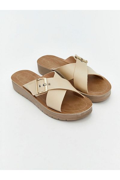 LC Waikiki Lcw Steps Beige Cross Strap Women's Slippers