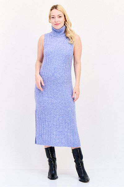 Esprit Women Knitted Sweater Dress, Heather Blue
