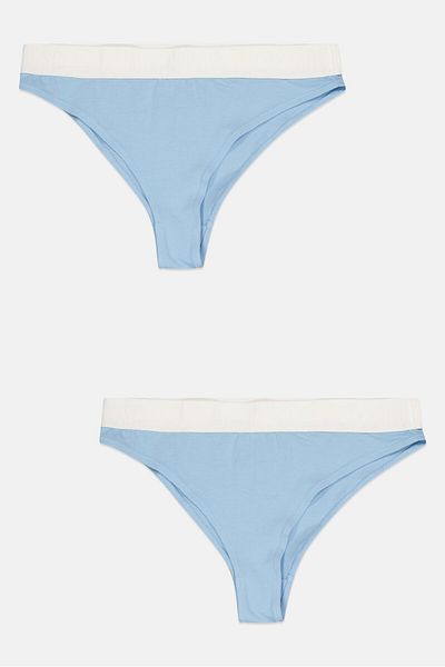 Moschino Women 2 Pieces Brand Logo Hipster Briefs, Sky Blue