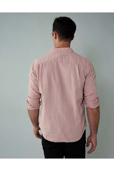 AMERICAN EAGLE AE Long-Sleeve Linen-Blend Button-Up Shirt