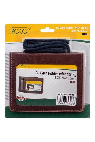 Roco حامل بطاقات وهوية على شكل محفظة - مظهر جلدي بني، تصميم نحيف ومتين