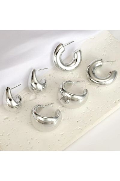 Perry Accesories 3 قطع من الأقراط الذهبية و3 قطع من الأقراط الفضية على شكل دمعة بوتيغا أقراط متعددة للنساء