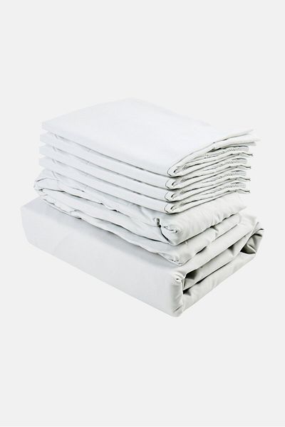 U.S. Polo Assn. Queen 6 Pieces Plain Flat Sheet With Pillow Case Set, Light Grey