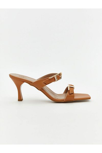 LC Waikiki New Season Square Toe Buckle Heeled Women's Slippers - S5Ji34Z8