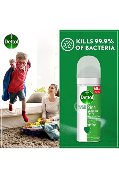 Dettol 2in1 Sanitizer Spray For Hands & Surfaces With Aloe Vera Extracts 50 ml