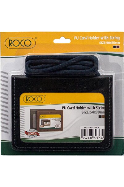 Roco حامل بطاقة هوية أسود - جلد صناعي عمودي مع نافذة أمامية شفافة للمكتب أو ا...