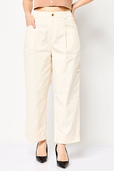 Scotch & Soda Women Regular Fit Solid Chino Pants, Off White