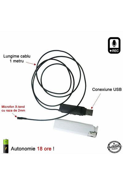Minitechnics 2mm Voice Activated Microphone - 144 Hour Mini Voice Recorder - X-tend