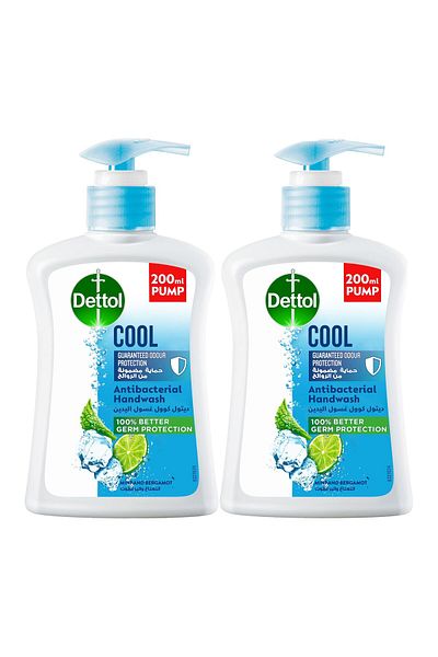 Dettol Cool Antibacterial Hand Wash Value Pack 2 X 200 ml Kills 99.9% Germs, Soft & Refreshing Hands