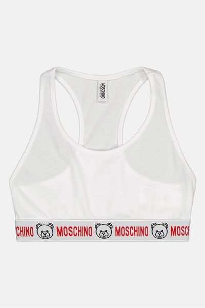 Moschino Women Embroidered Logo Non Padded Bralette, White
