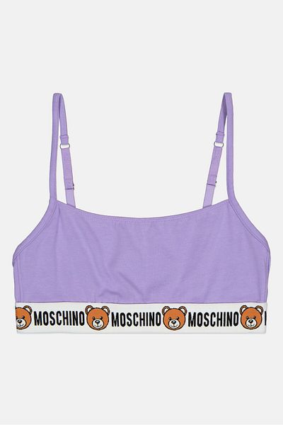 Moschino حمالة صدر نسائية غير مبطنة بشعار العلامة التجارية، لون أرجواني