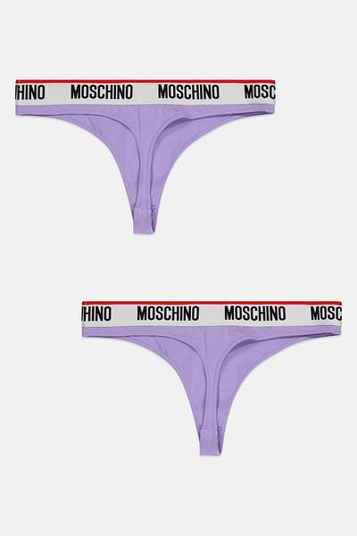 Moschino سروال داخلي نسائي من قطعتين بشعار العلامة التجارية، أرجواني
