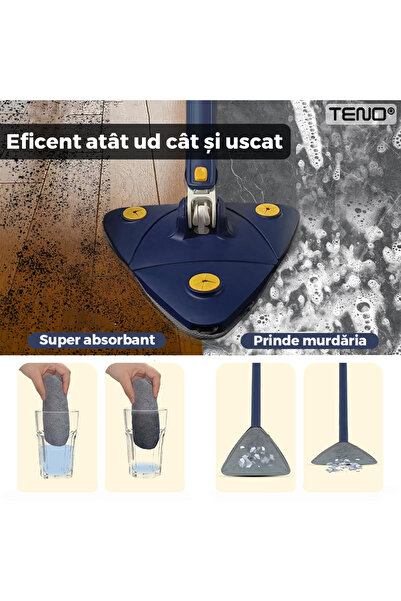 Teno Triangular Mop Head, 360 degree rotation, 127 cm, blue/yellow