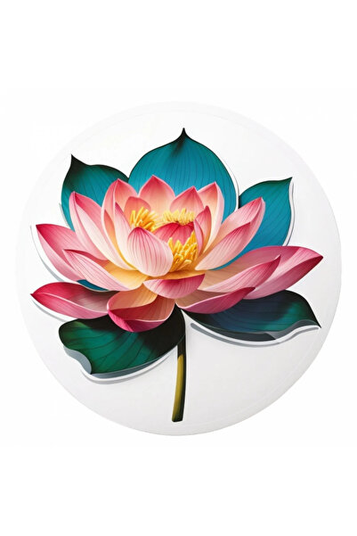 INOVATIX Set de 8 autocolante, floare de lotus cu frunze, INOVATIX®. 6 cm