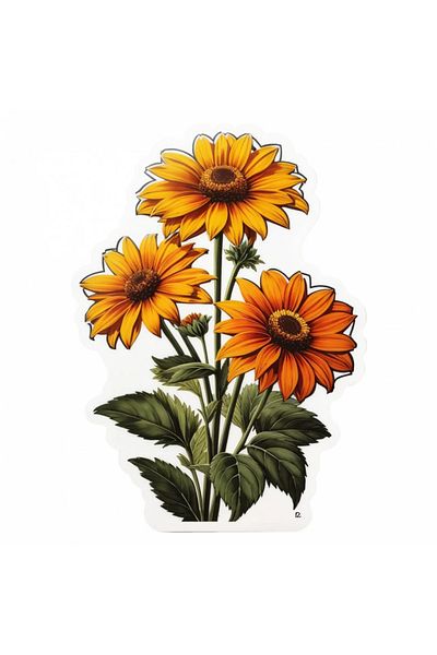 INOVATIX Set de 8 autocolante cu flori Rudbeckia, INOVATIX®. 6 cm