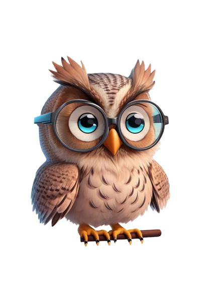 INOVATIX Set de 8 piese, autocolant bufniță cu ochelari, INOVATIX®. 6 cm