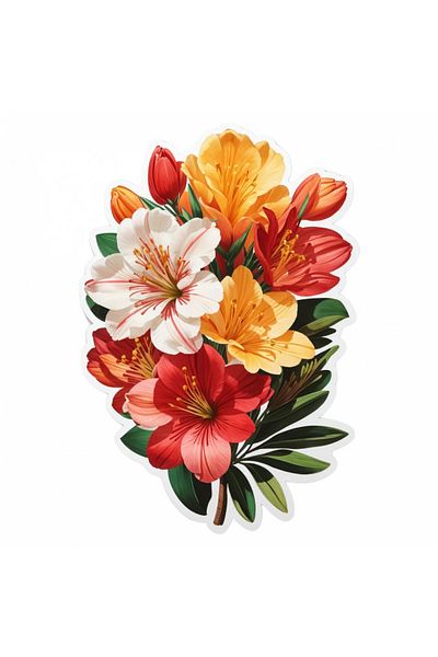 INOVATIX Set de 8 bucăți, autocolant Buchet de astromerie cu frunze, INOVATIX®. 6 cm