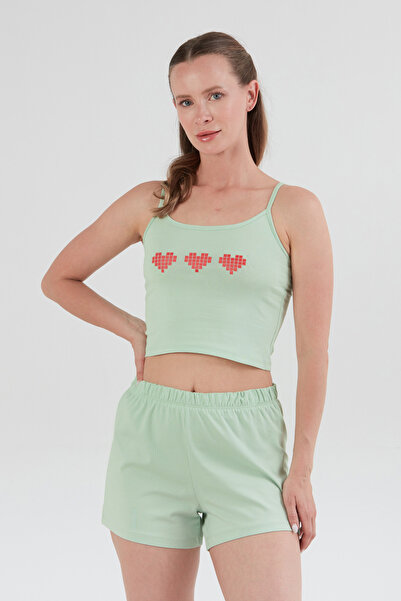 Fulla Moda Heart Printed Strappy Shorts Set