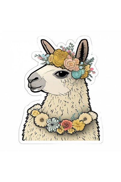 INOVATIX Set de 8 piese, autocolant Lama cu coroană de flori, INOVATIX®. 6 cm