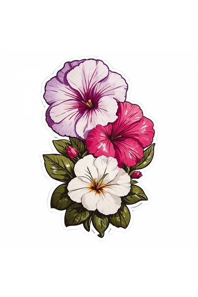 INOVATIX Set de 8 bucăți, autocolant flori de petunie cu boboci, INOVATIX®. 6 cm