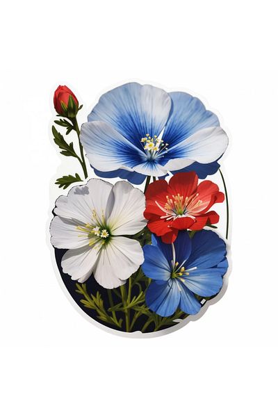 INOVATIX Set de 8 autocolante cu flori Nemophila, INOVATIX®. 6 cm