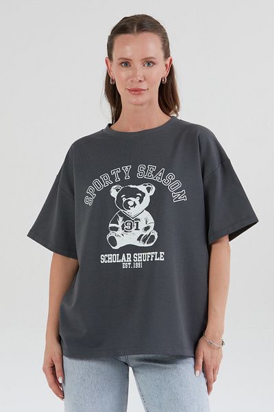 Fulla Moda Teddy Bear Printed Oversize T-Shirt