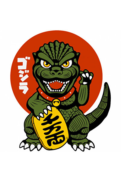 INOVATIX Set de 8 piese, autocolant Regele norocos Godzilla, INOVATIX®. 6 cm