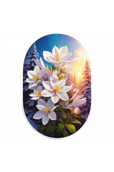 INOVATIX Set de 8 piese, autocolant Flori ale gloriei zăpezii la munte, INOVATIX®. 6 cm