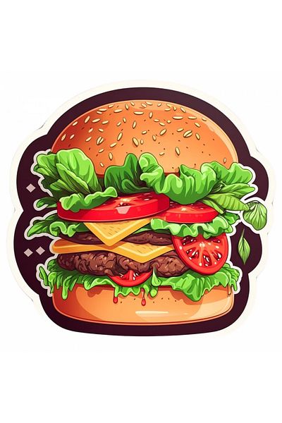 INOVATIX Set de 8 bucăți, autocolant hamburger, INOVATIX®. 6 cm