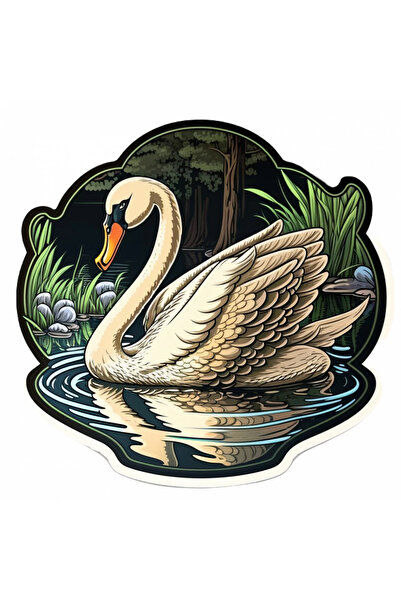 INOVATIX Set de 8 piese, autocolant cu lebădă pe lac, INOVATIX®. 6 cm