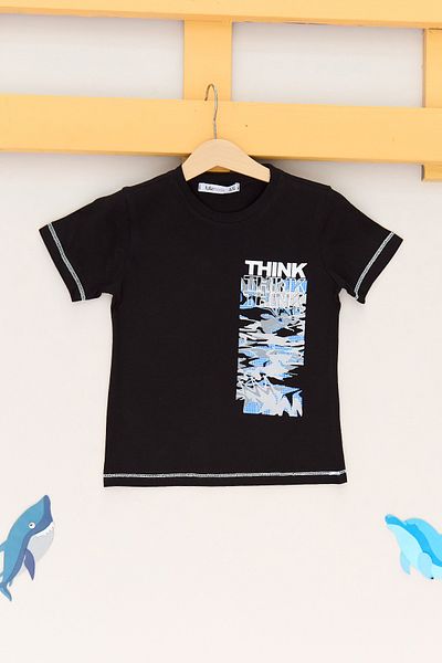 Fulla Moda Tricou pentru băiat 100% bumbac cu imprimeu Think