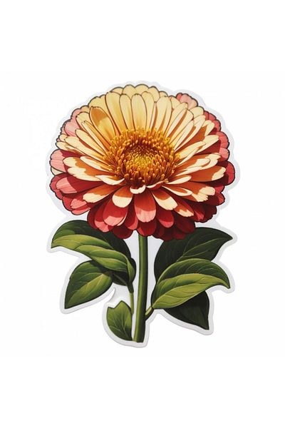 INOVATIX Set de 8 autocolante cu flori de zinnia, INOVATIX®. 6 cm