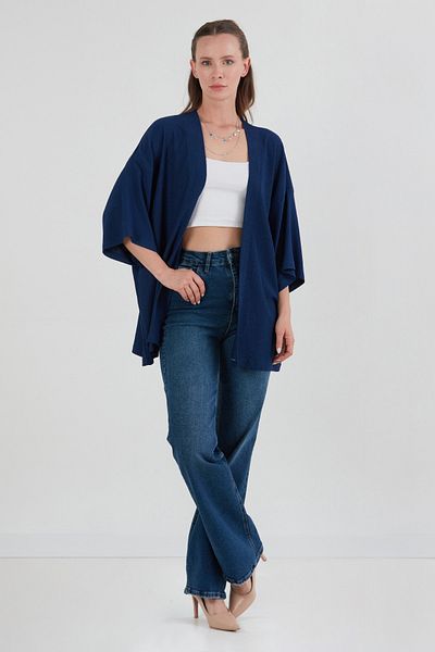 Fulla Moda Kimono cu guler șal din țesătură de bază