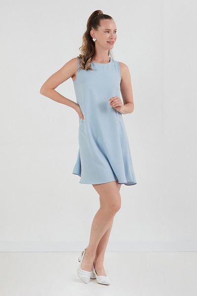 Fulla Moda Βασικό Αμάνικο Λινό Φόρεμα