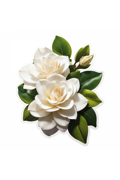 INOVATIX Set de 8 piese, autocolant flori de gardenie cu boboci, INOVATIX®. 6 cm