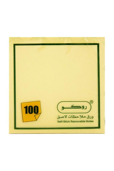 Roco Self-Stick Notes – 3" x 3", Yellow, 100 Sheets, Standard Adhesive