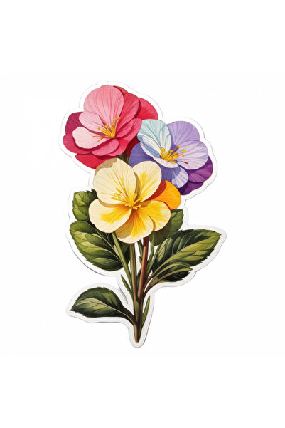 INOVATIX Set de 8 autocolante cu flori de primula și frunze, INOVATIX®. 6 cm