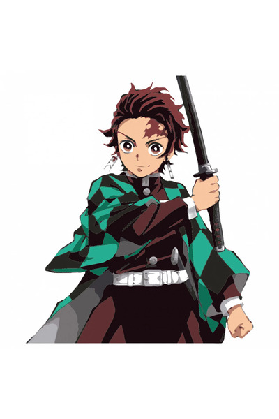 INOVATIX Set de 8 piese, autocolant Demon Slayer Tanjiro Kamado gata de luptă, INOVATIX®. 6 cm