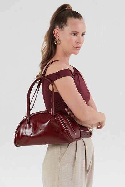 Fulla Moda Zippered Patent Leather Handbag