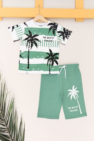 Fulla Moda Palm Printed Capri Boy's Suit