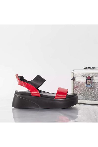 MODA STİL Monna Red Platform Sandals, Eco-leather, 37