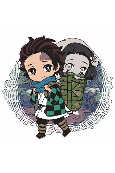 INOVATIX Set de 8 piese, autocolant Demon Slayer Tanjiro Kamado și Aoi Kanzaki, INOVATIX®. 6 cm