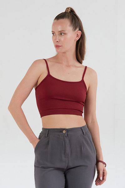 Fulla Moda Bustieră crop fără cusături cu curea din fire